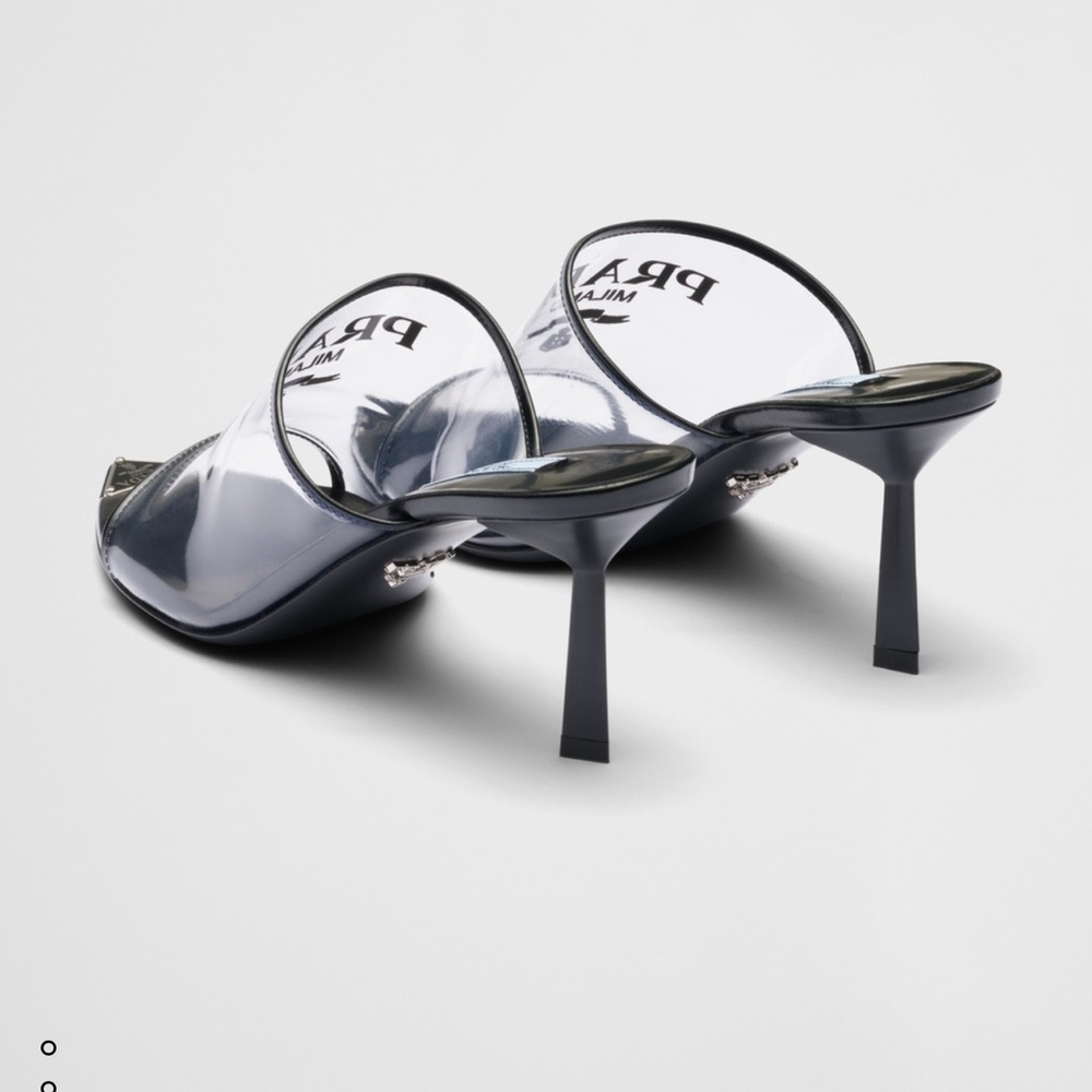 PRADA Logo-print Plexiglas high-heel slides-Prada mules - Picture 7 of 13